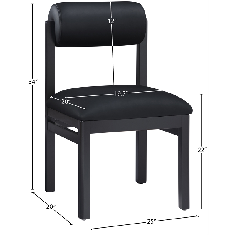 Meridian Furniture Roundhill Black Vegan Leather Dining Chair (Set of 2)