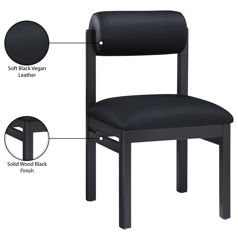 Meridian Furniture Roundhill Black Vegan Leather Dining Chair (Set of 2)