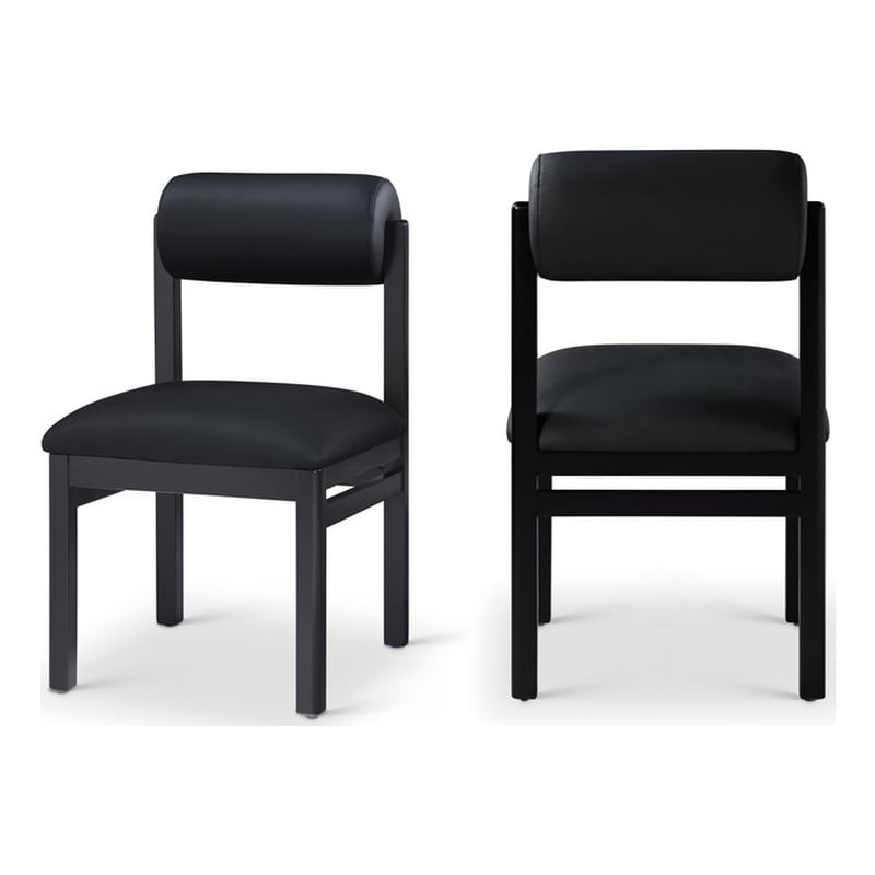 Meridian Furniture Roundhill Black Vegan Leather Dining Chair (Set of 2)