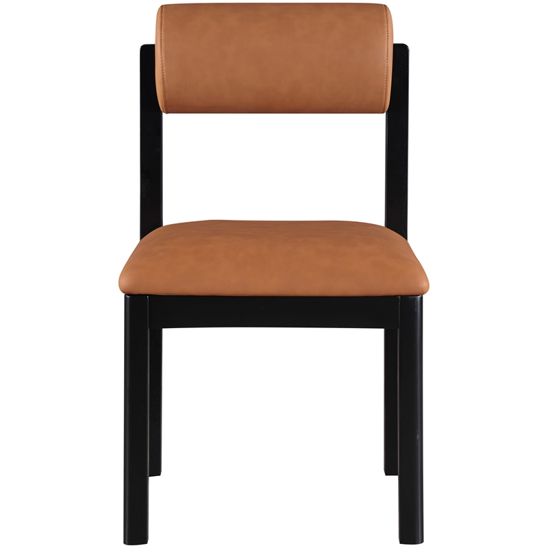 Meridian Furniture Roundhill Cognac Vegan Leather Dining Chair (Set of 2)