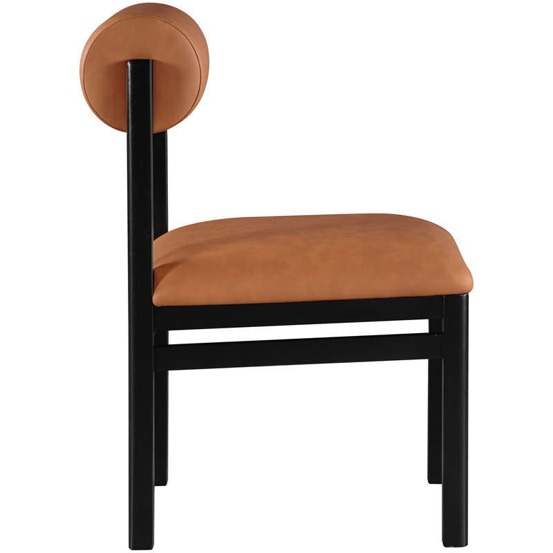 Meridian Furniture Roundhill Cognac Vegan Leather Dining Chair (Set of 2)