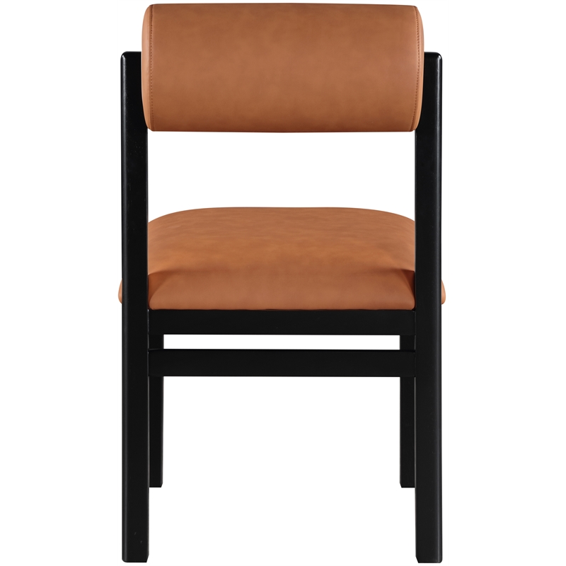 Meridian Furniture Roundhill Cognac Vegan Leather Dining Chair (Set of 2)