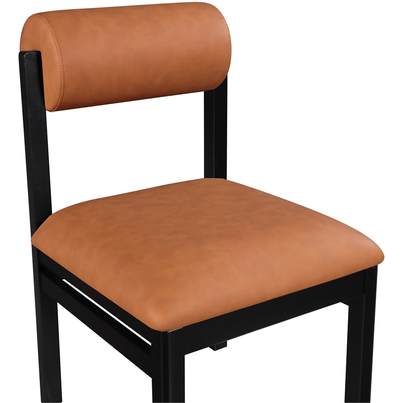Meridian Furniture Roundhill Cognac Vegan Leather Dining Chair (Set of 2)