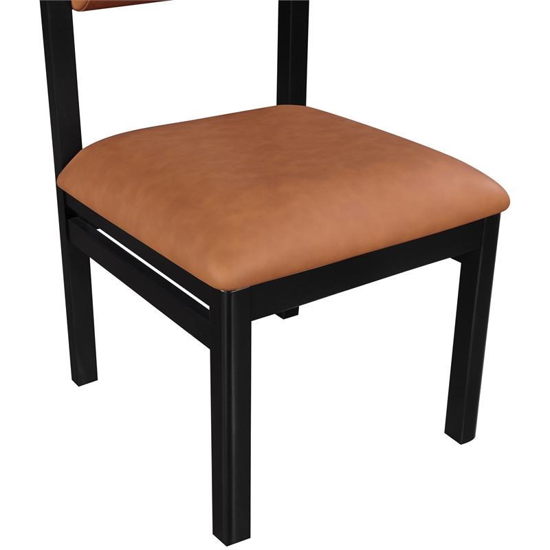 Meridian Furniture Roundhill Cognac Vegan Leather Dining Chair (Set of 2)
