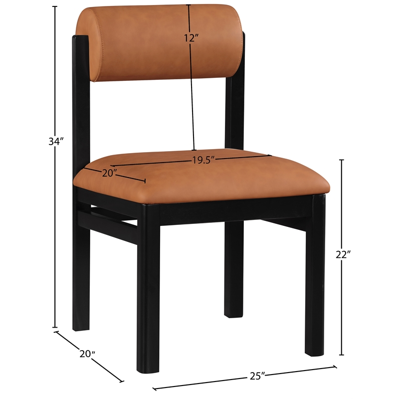 Meridian Furniture Roundhill Cognac Vegan Leather Dining Chair (Set of 2)