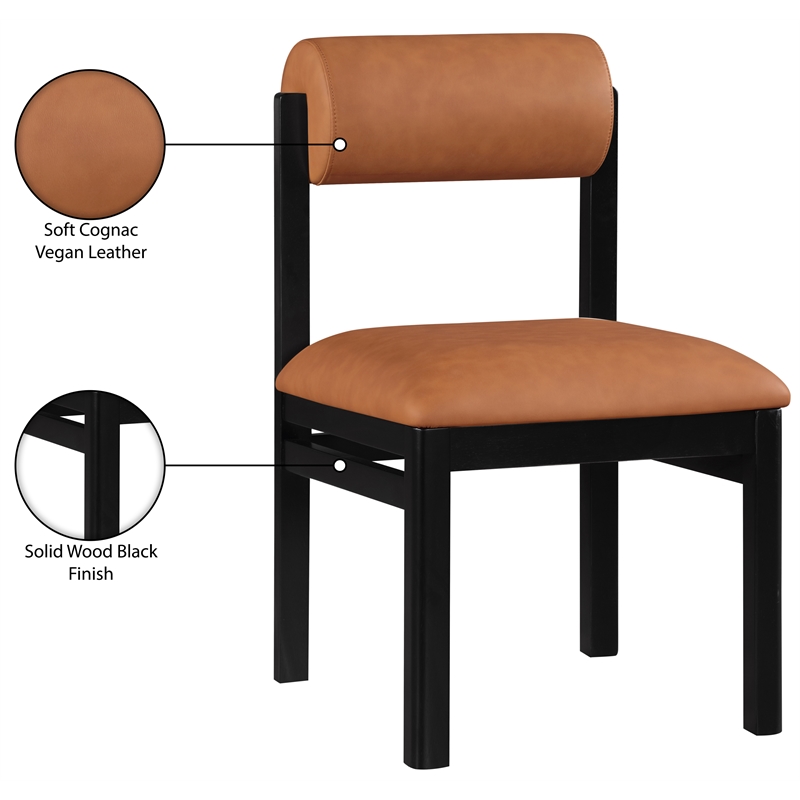 Meridian Furniture Roundhill Cognac Vegan Leather Dining Chair (Set of 2)