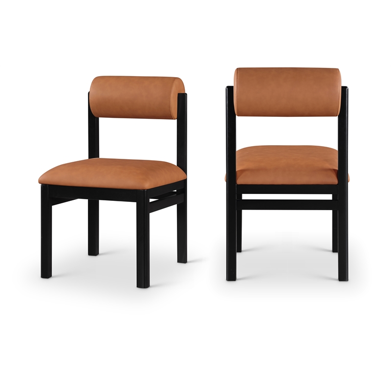 Meridian Furniture Roundhill Cognac Vegan Leather Dining Chair (Set of 2)