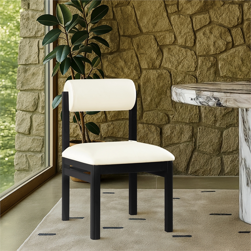 Meridian Furniture Roundhill Cream Vegan Leather Dining Chair (Set of 2)