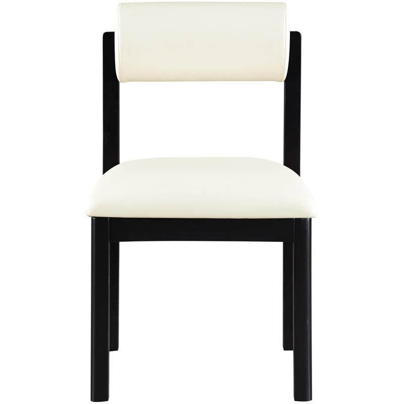 Meridian Furniture Roundhill Cream Vegan Leather Dining Chair (Set of 2)