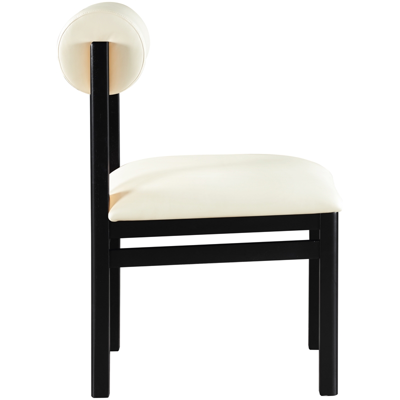 Meridian Furniture Roundhill Cream Vegan Leather Dining Chair (Set of 2)