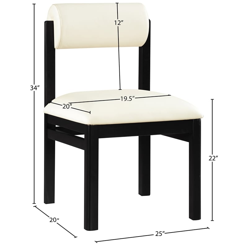 Meridian Furniture Roundhill Cream Vegan Leather Dining Chair (Set of 2)