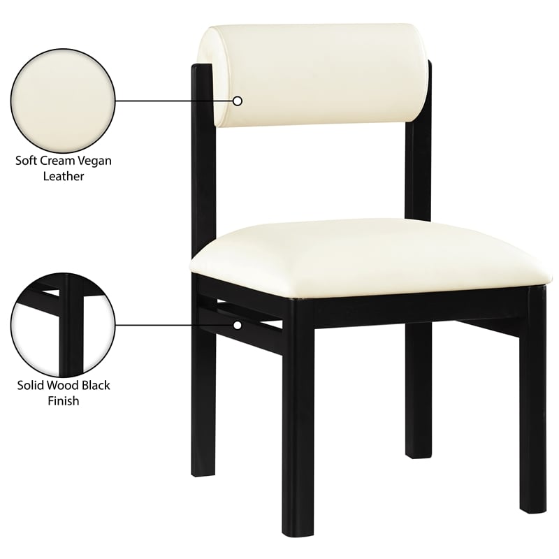 Meridian Furniture Roundhill Cream Vegan Leather Dining Chair (Set of 2)