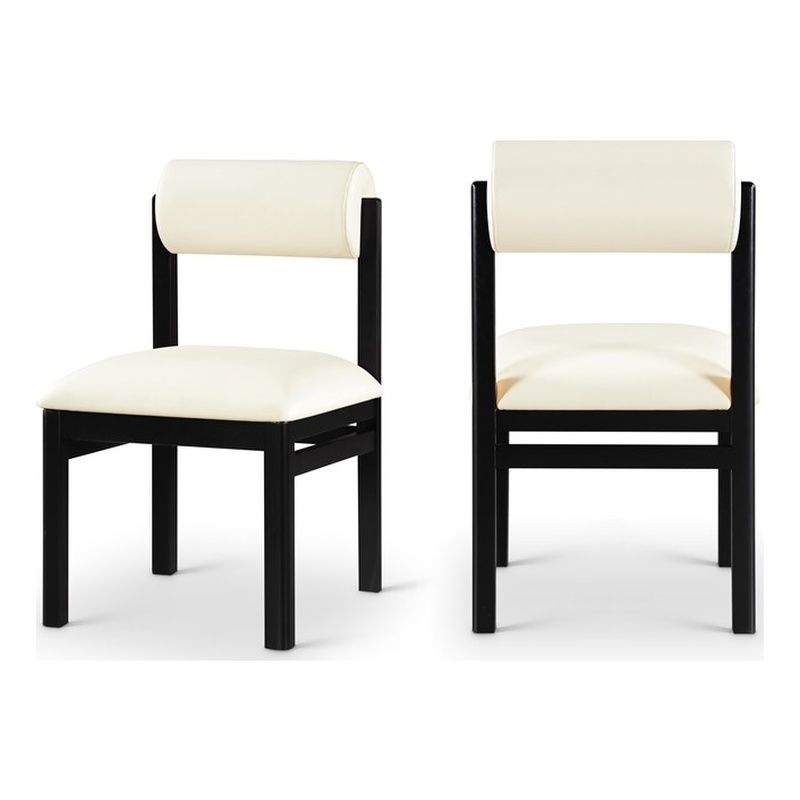 Meridian Furniture Roundhill Cream Vegan Leather Dining Chair (Set of 2)