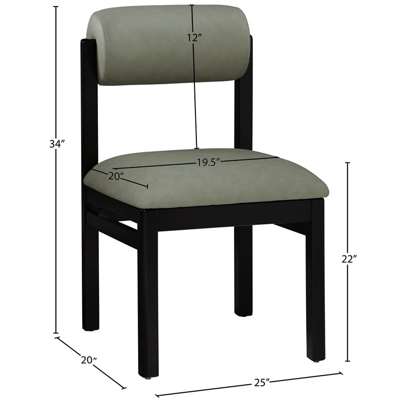 Meridian Furniture Roundhill Green Vegan Leather Dining Chair (Set of 2)