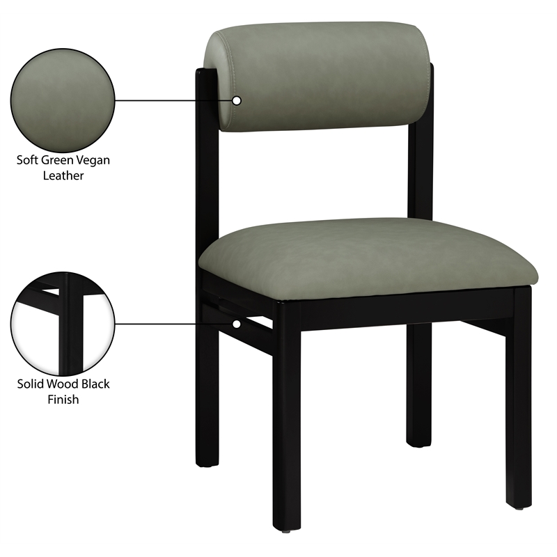 Meridian Furniture Roundhill Green Vegan Leather Dining Chair (Set of 2)