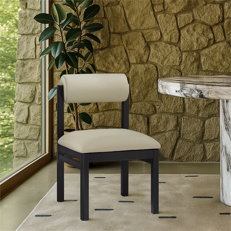 Meridian Furniture Roundhill Taupe Vegan Leather Dining Chair (Set of 2)