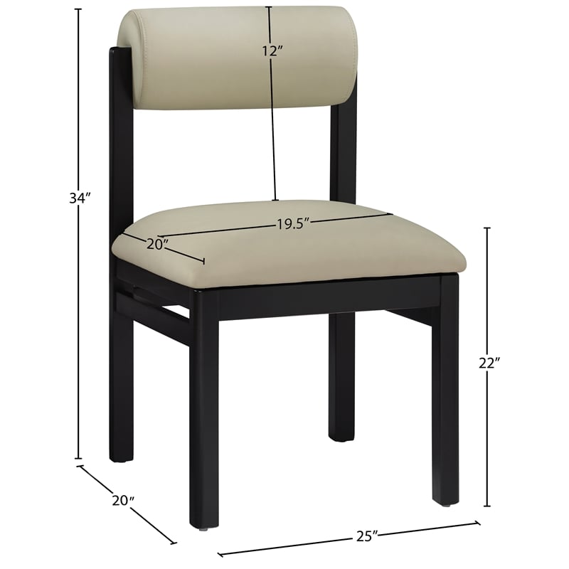 Meridian Furniture Roundhill Taupe Vegan Leather Dining Chair (Set of 2)