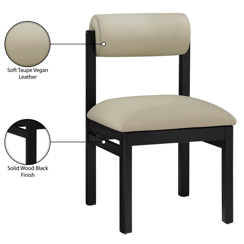 Meridian Furniture Roundhill Taupe Vegan Leather Dining Chair (Set of 2)