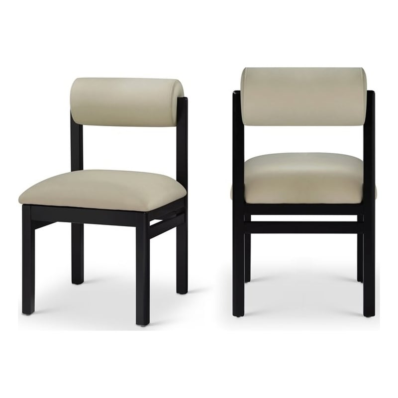 Meridian Furniture Roundhill Taupe Vegan Leather Dining Chair (Set of 2)