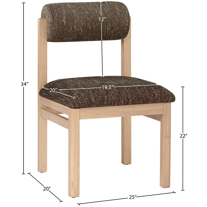 Meridian Furniture Roundhill Brown Linen Textured Fabric Dining Chair (Set of 2)