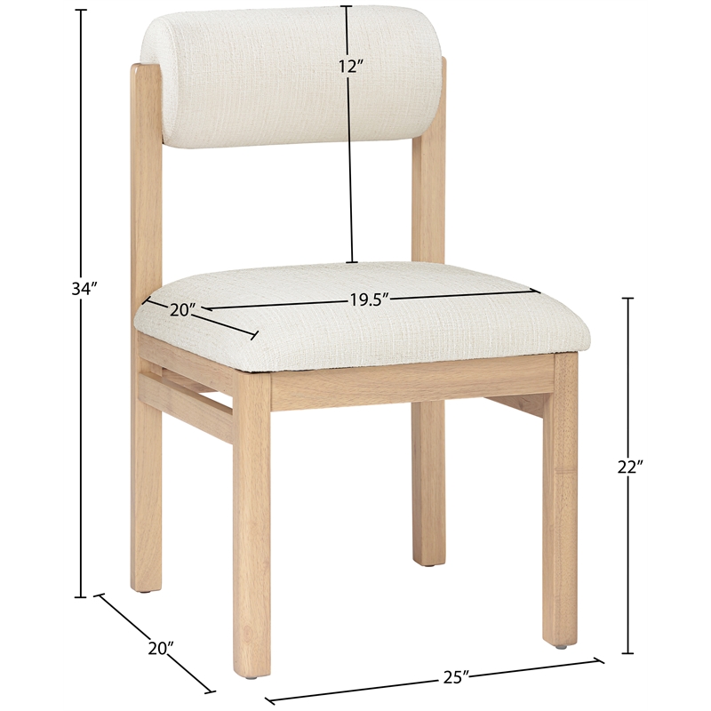 Meridian Furniture Roundhill Cream Linen Textured Fabric Dining Chair (Set of 2)