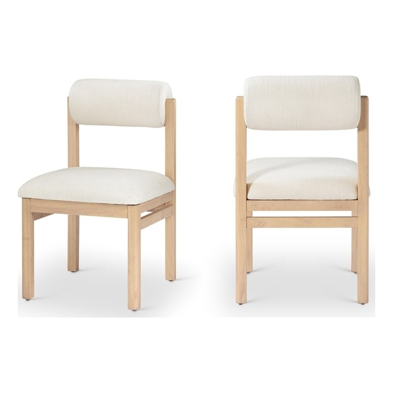 Meridian Furniture Roundhill Cream Linen Textured Fabric Dining Chair (Set of 2)