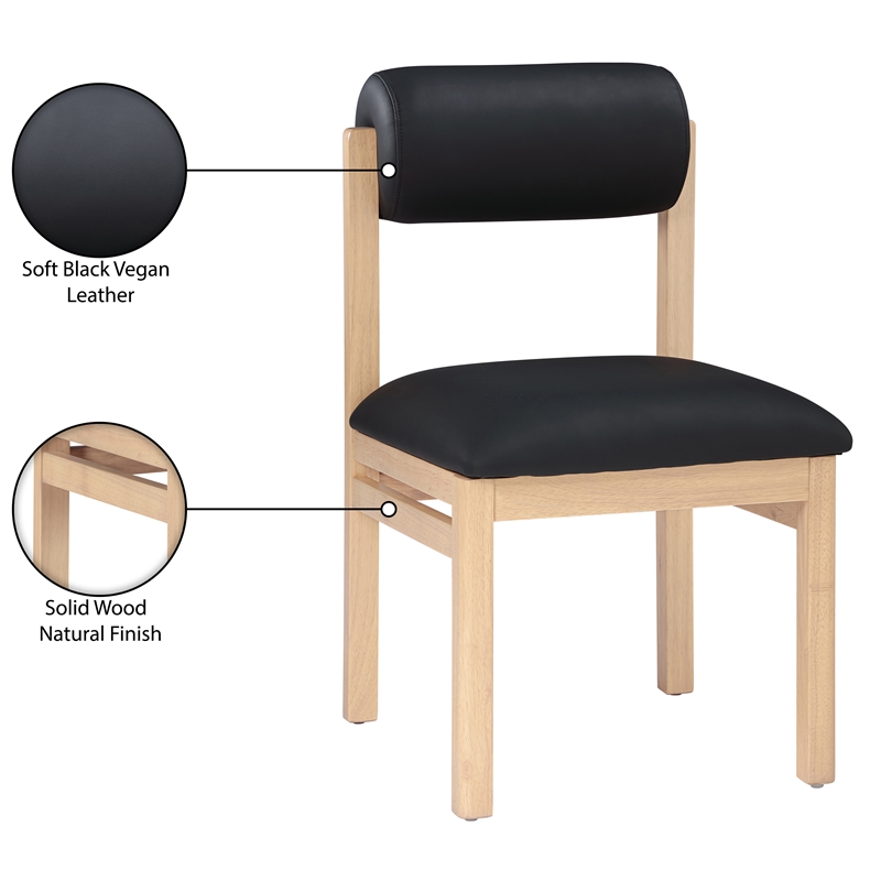 Meridian Furniture Roundhill Black Vegan Leather Dining Chair (Set of 2)