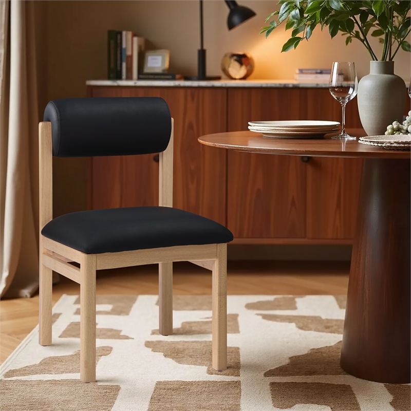 Meridian Furniture Roundhill Black Vegan Leather Dining Chair (Set of 2)