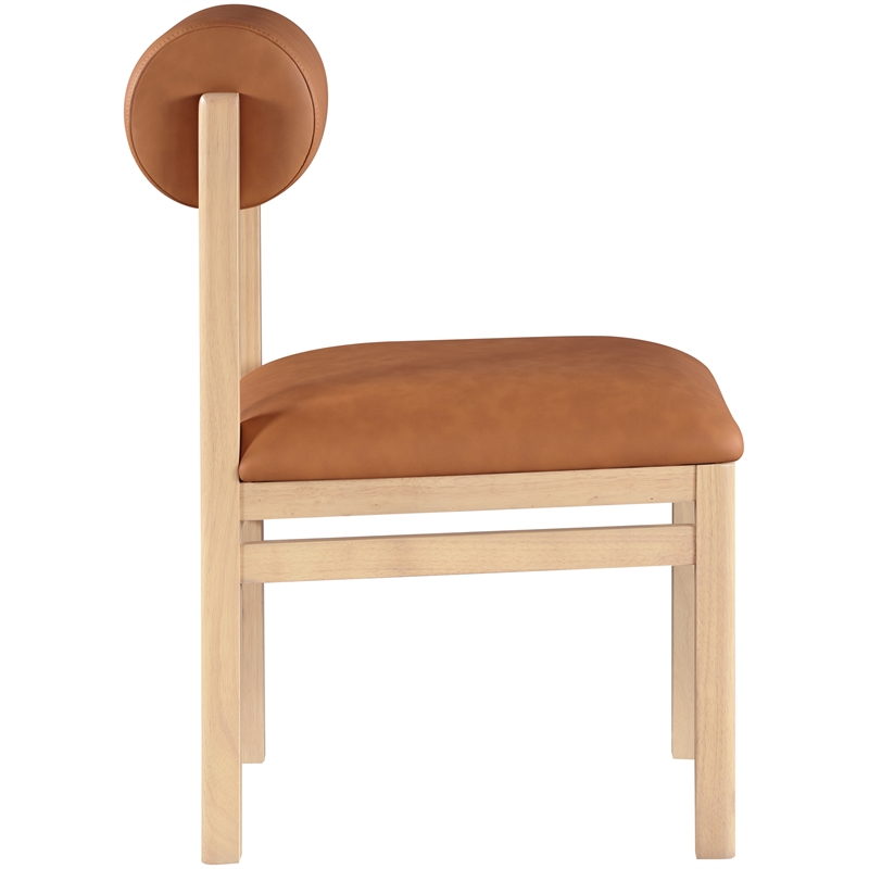 Meridian Furniture Roundhill Cognac Vegan Leather Dining Chair (Set of 2)