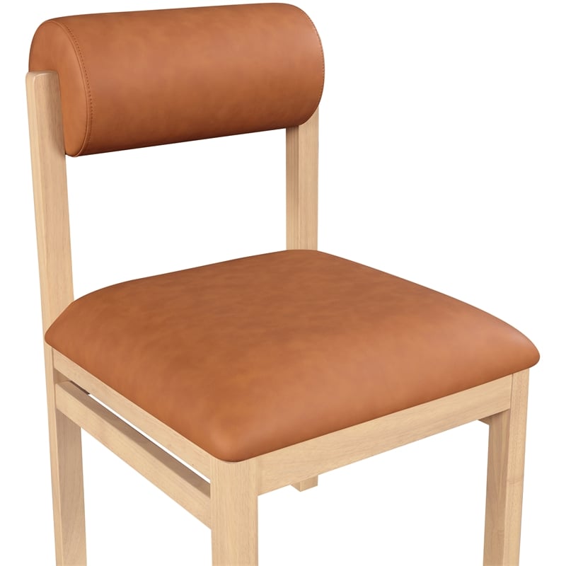 Meridian Furniture Roundhill Cognac Vegan Leather Dining Chair (Set of 2)