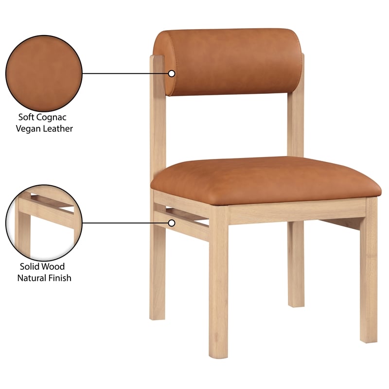 Meridian Furniture Roundhill Cognac Vegan Leather Dining Chair (Set of 2)