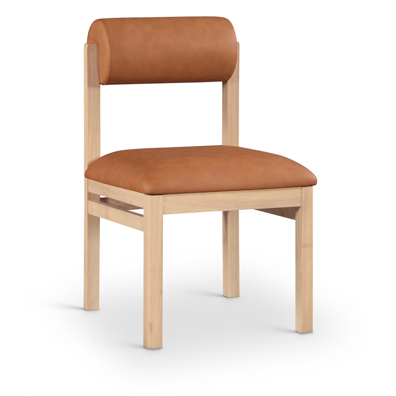 Meridian Furniture Roundhill Cognac Vegan Leather Dining Chair (Set of 2)