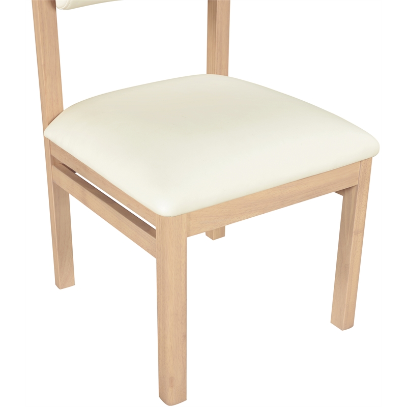 Meridian Furniture Roundhill Cream Vegan Leather Dining Chair (Set of 2)