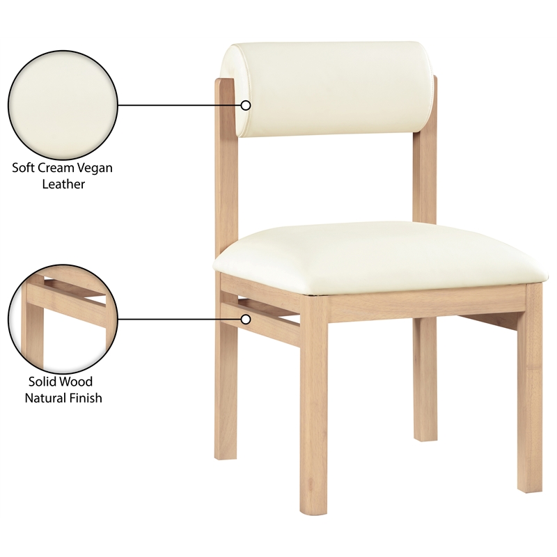 Meridian Furniture Roundhill Cream Vegan Leather Dining Chair (Set of 2)