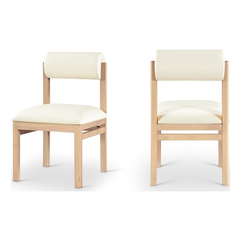 Meridian Furniture Roundhill Cream Vegan Leather Dining Chair (Set of 2)