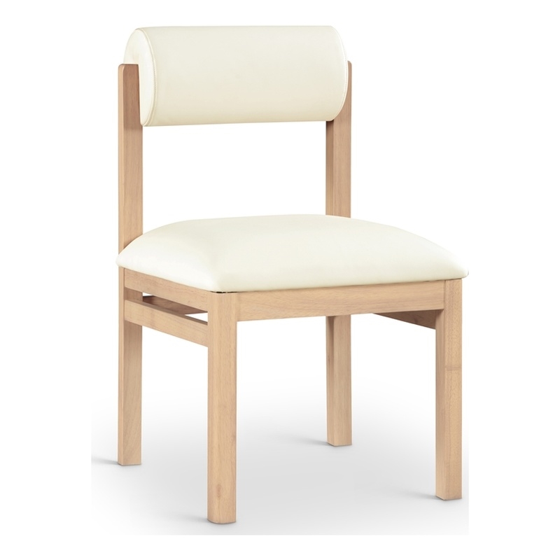 Meridian Furniture Roundhill Cream Vegan Leather Dining Chair (Set of 2)