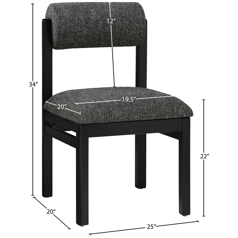 Meridian Furniture Roundhill Black Linen Textured Fabric Dining Chair (Set of 2)