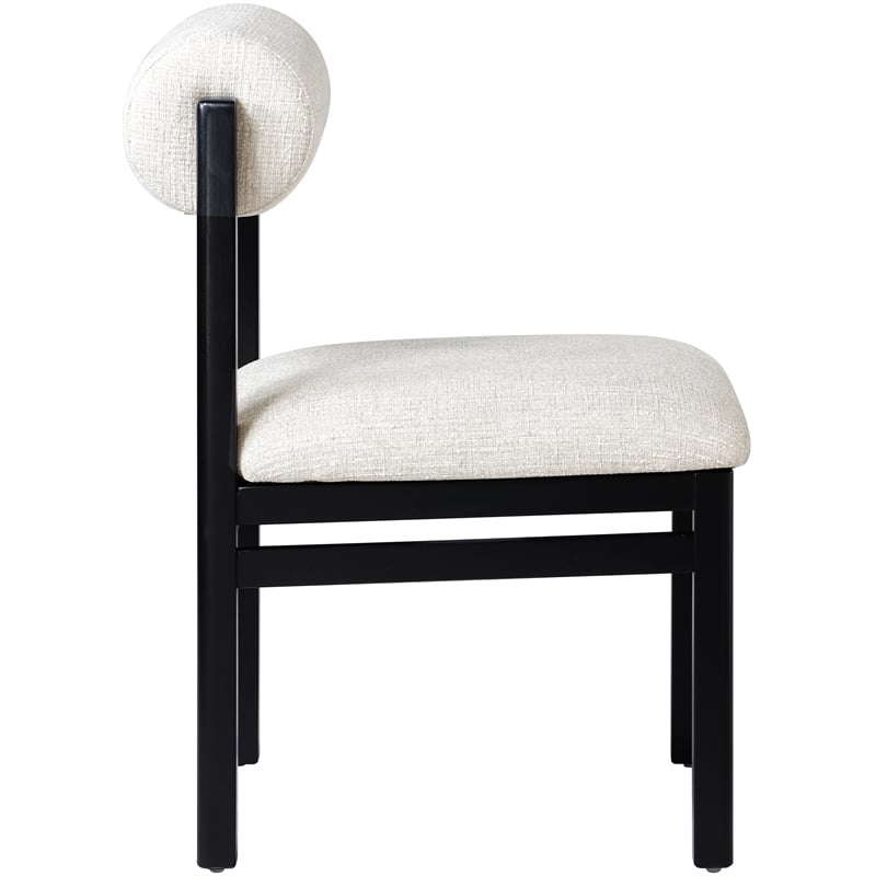 Meridian Furniture Roundhill Cream Linen Textured Fabric Dining Chair (Set of 2)