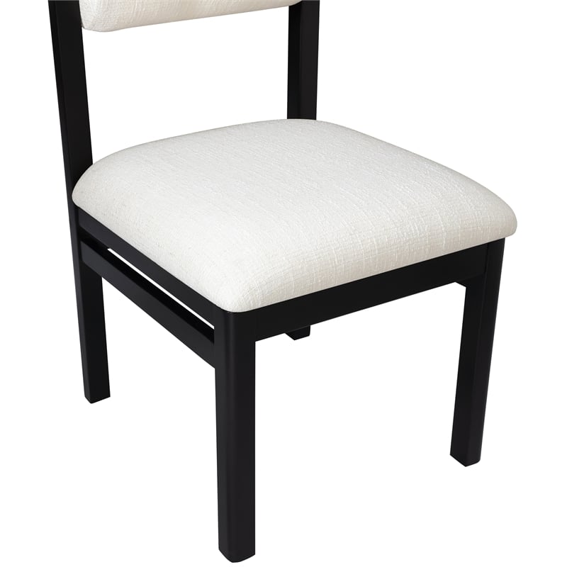 Meridian Furniture Roundhill Cream Linen Textured Fabric Dining Chair (Set of 2)