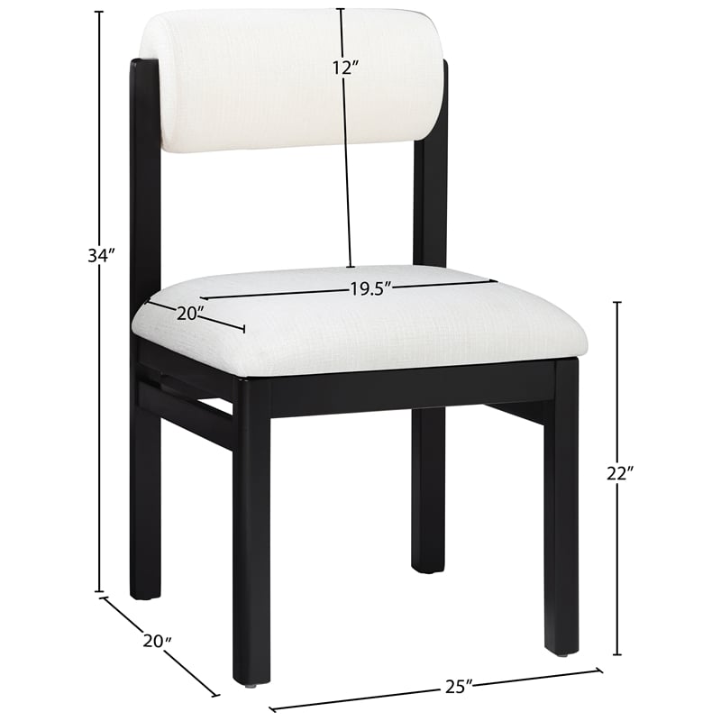 Meridian Furniture Roundhill Cream Linen Textured Fabric Dining Chair (Set of 2)