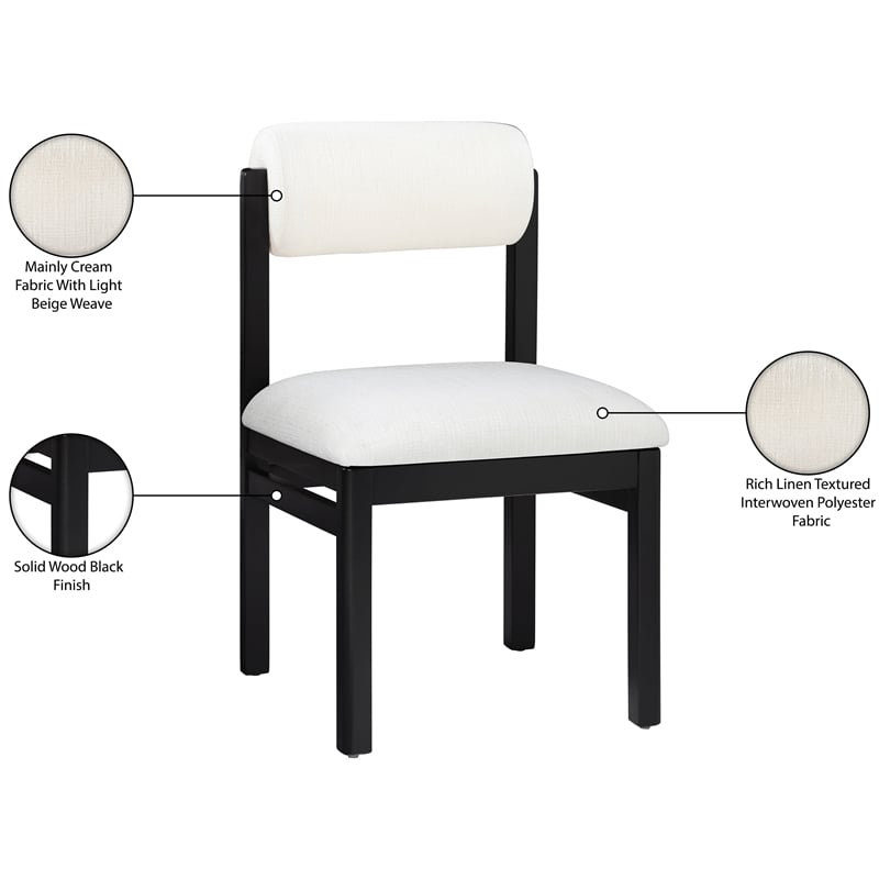 Meridian Furniture Roundhill Cream Linen Textured Fabric Dining Chair (Set of 2)