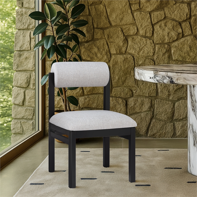 Meridian Furniture Roundhill Grey Linen Textured Fabric Dining Chair (Set of 2)