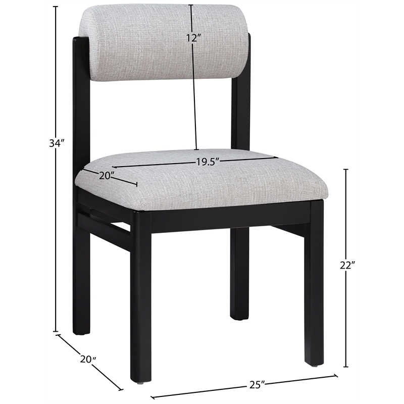 Meridian Furniture Roundhill Grey Linen Textured Fabric Dining Chair (Set of 2)