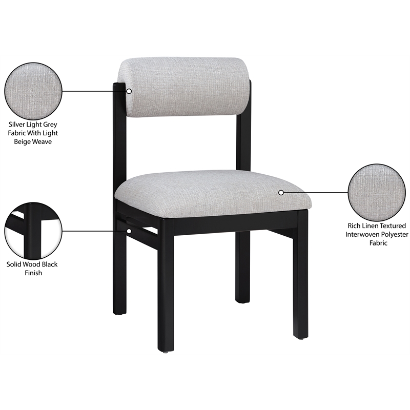 Meridian Furniture Roundhill Grey Linen Textured Fabric Dining Chair (Set of 2)