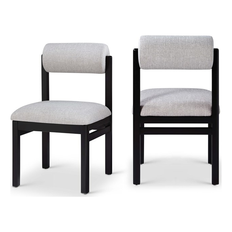 Meridian Furniture Roundhill Grey Linen Textured Fabric Dining Chair (Set of 2)
