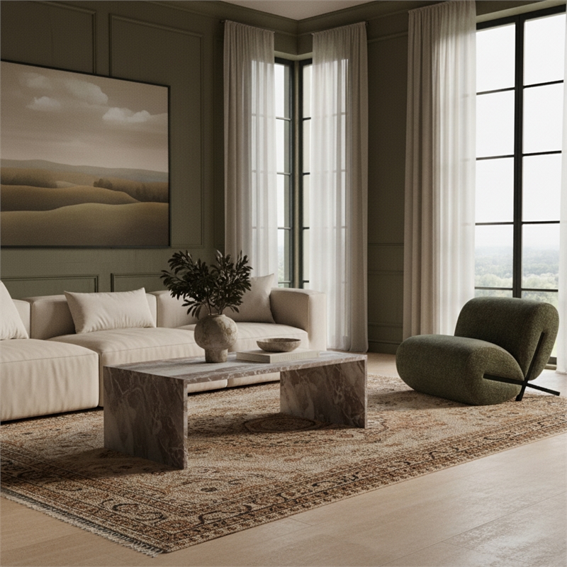 Meridian Furniture Vernazza Brown Marble Coffee Table