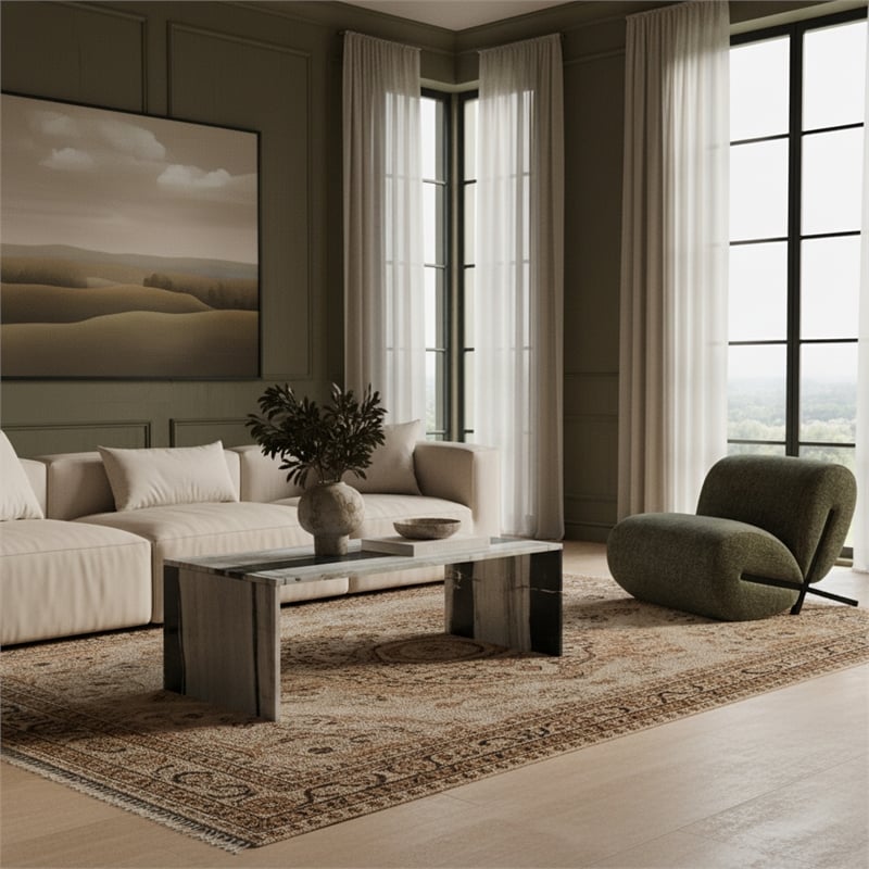 Meridian Furniture Vernazza Panda Marble Coffee Table