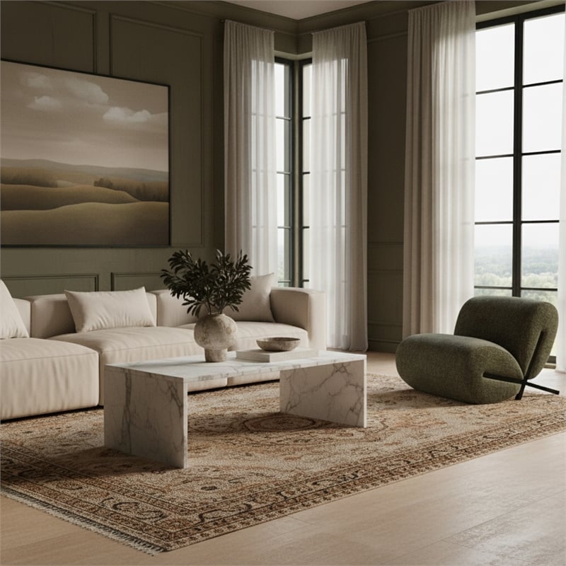 Meridian Furniture Vernazza White Marble Coffee Table
