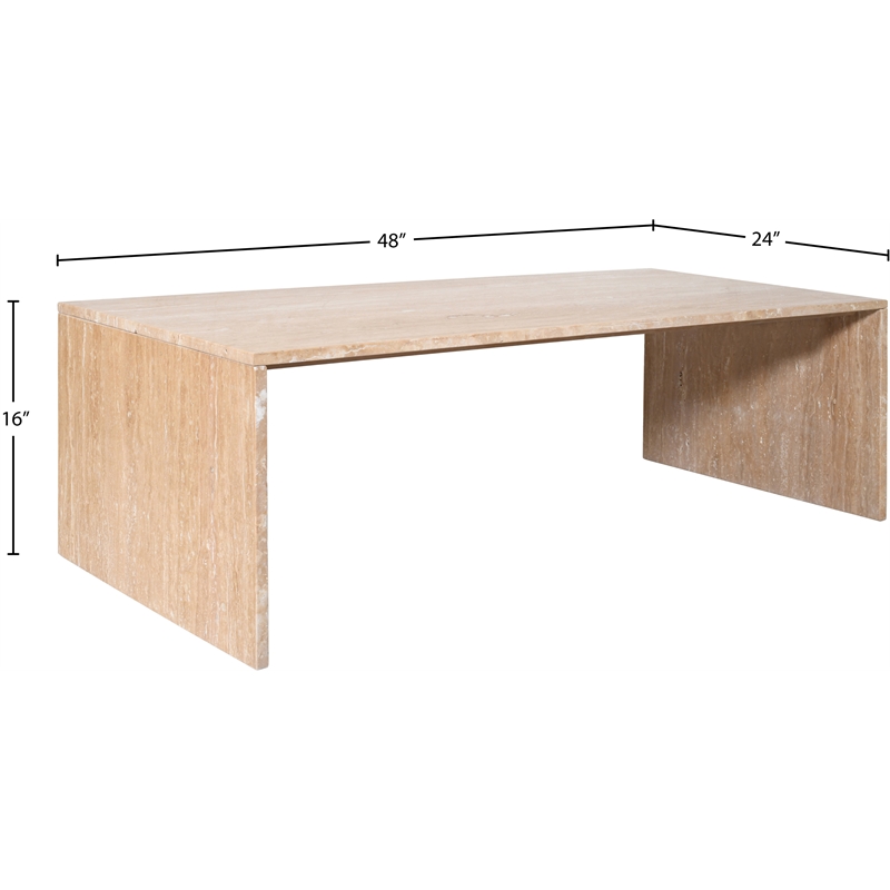 Meridian Furniture Vernazza Beige Travertine Coffee Table