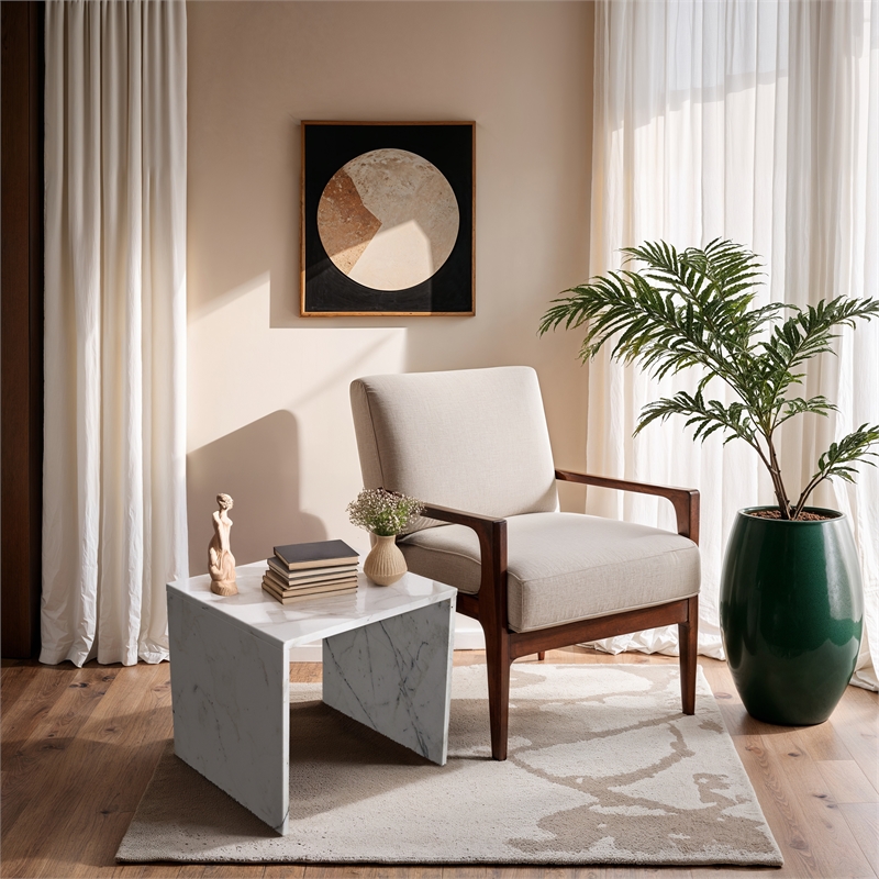 Meridian Furniture Vernazza White Marble End / Side Table